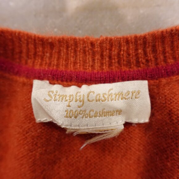 Simply Cashmere Sweater Women’s Small Orange Crew Neck 100% Cashmere - Picture 2 of 7